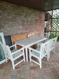Krzesła stół zestaw meble ogrodowe drewniane