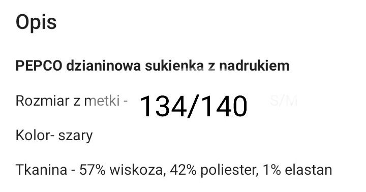 PEPCO dzianinowa sukienka z nadrukiem r 134/140