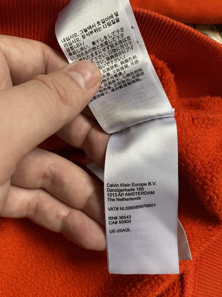 Мужской свитшот худи кофта лонгслив CALVIN KLEIN Jeans orange