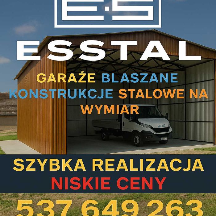 Wiata OTWARTA |KONSTRUKCJA STALOWA | Garaż Blaszany | Magazyn- ESSTAL*