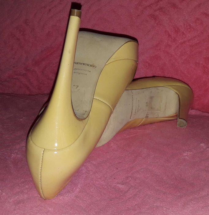 Cytrynowo smietankowe szpilki czółenka Prima Moda 36 open toe
