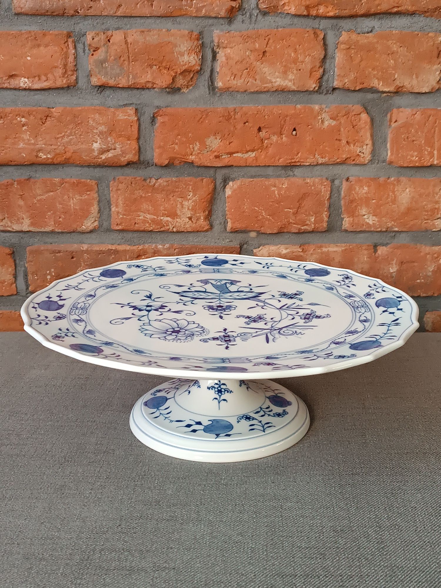 Patera na ciasto wzór cebulowy - porcelana miśnieńska