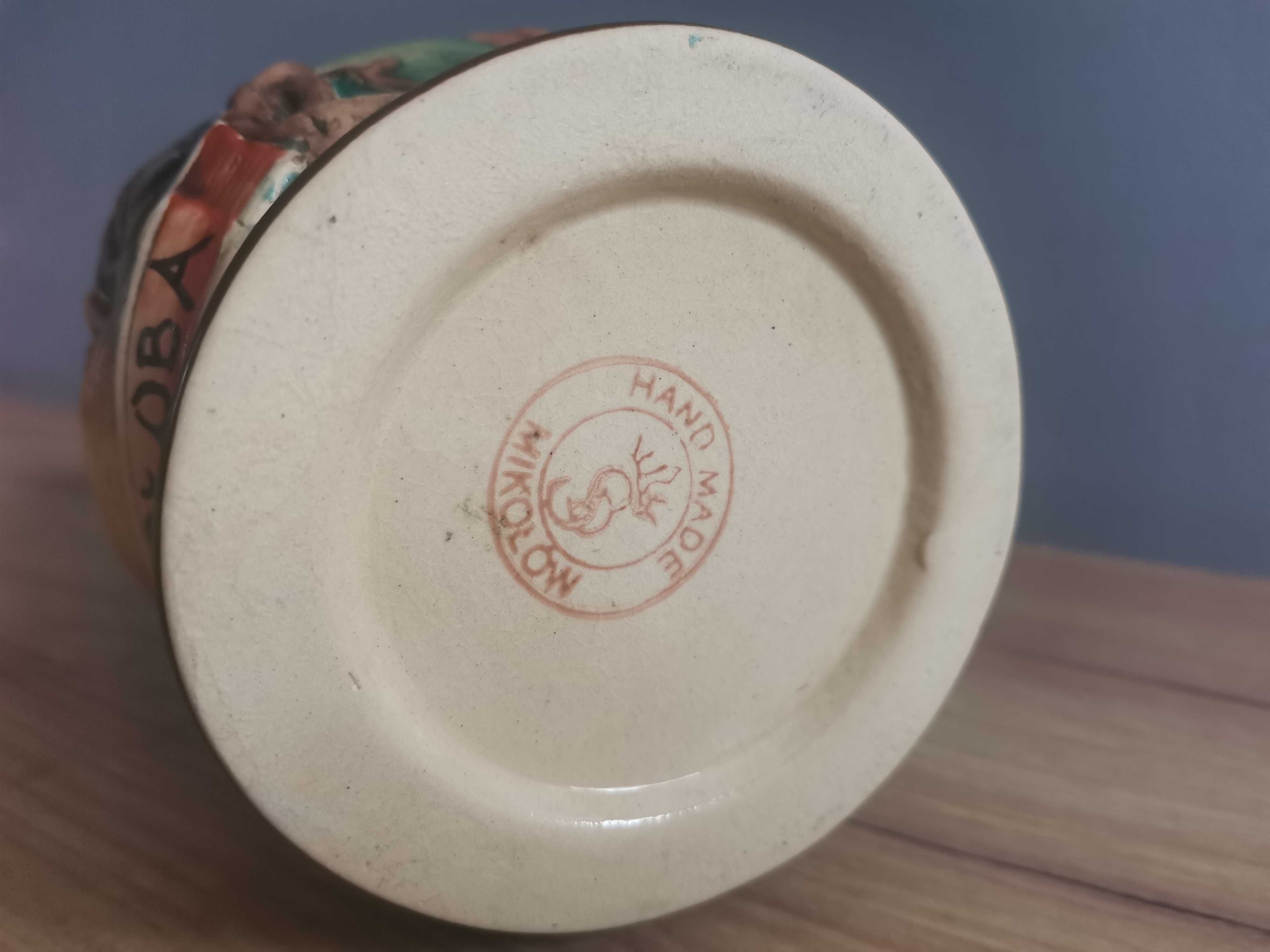 Stary duży kufel kolekcjonerski porcelana Mikołów