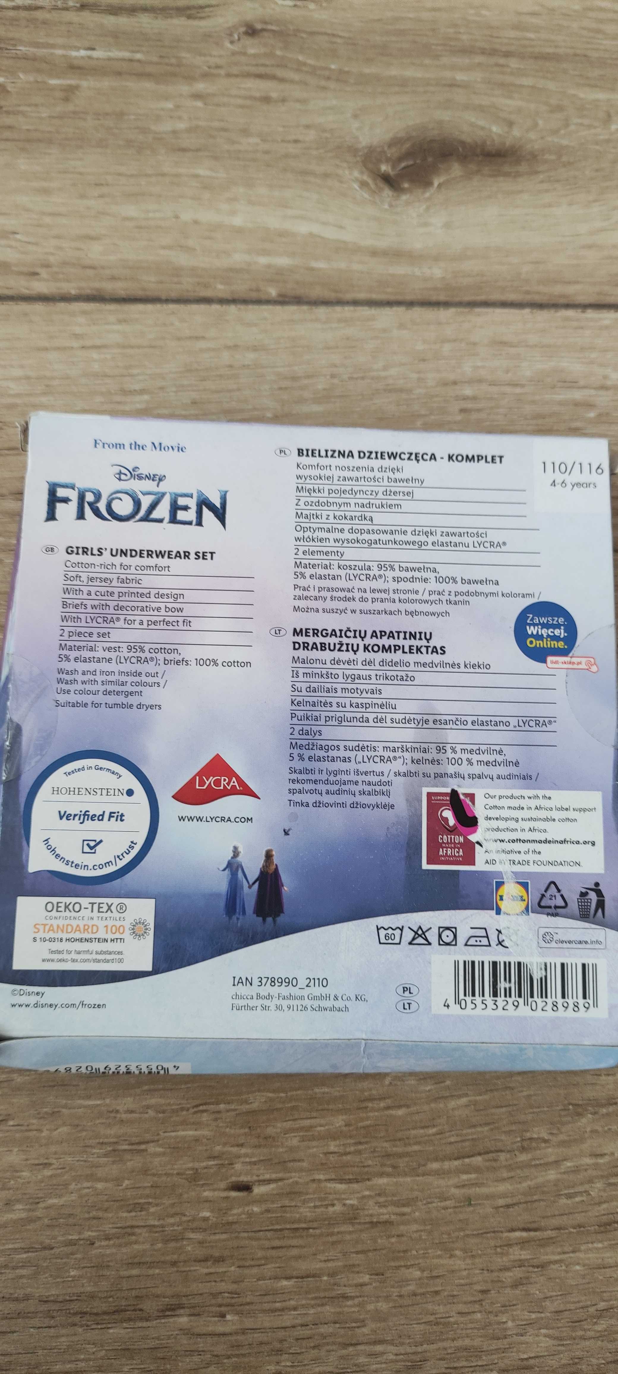 Bielizna dziewczęca Frozen - podkoszulka i majtki, rozm. 110/116