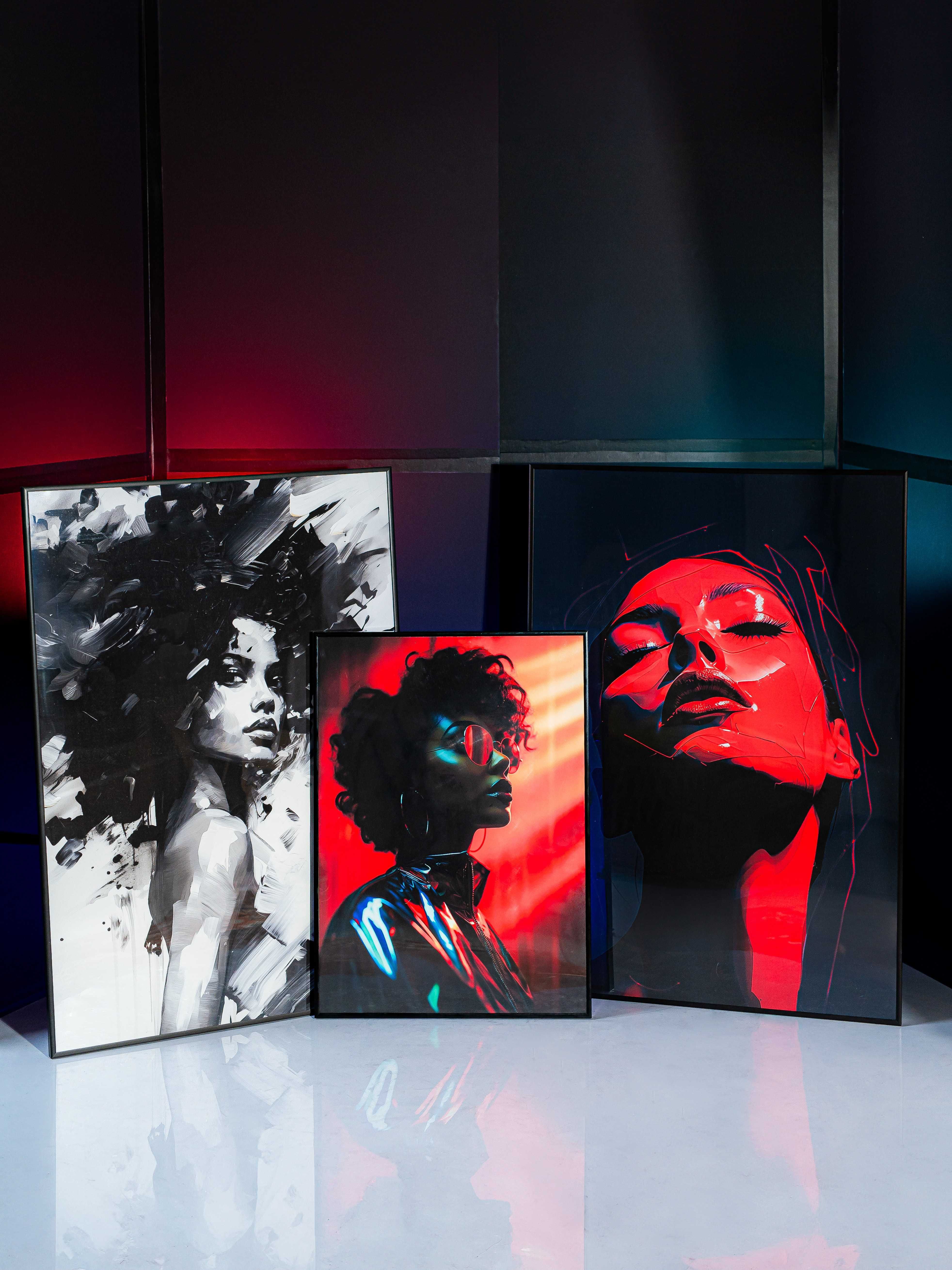 Plakat na Ścianę Obraz Kobieta Rzeźba Neon Sztuka 40x60 cm Premium