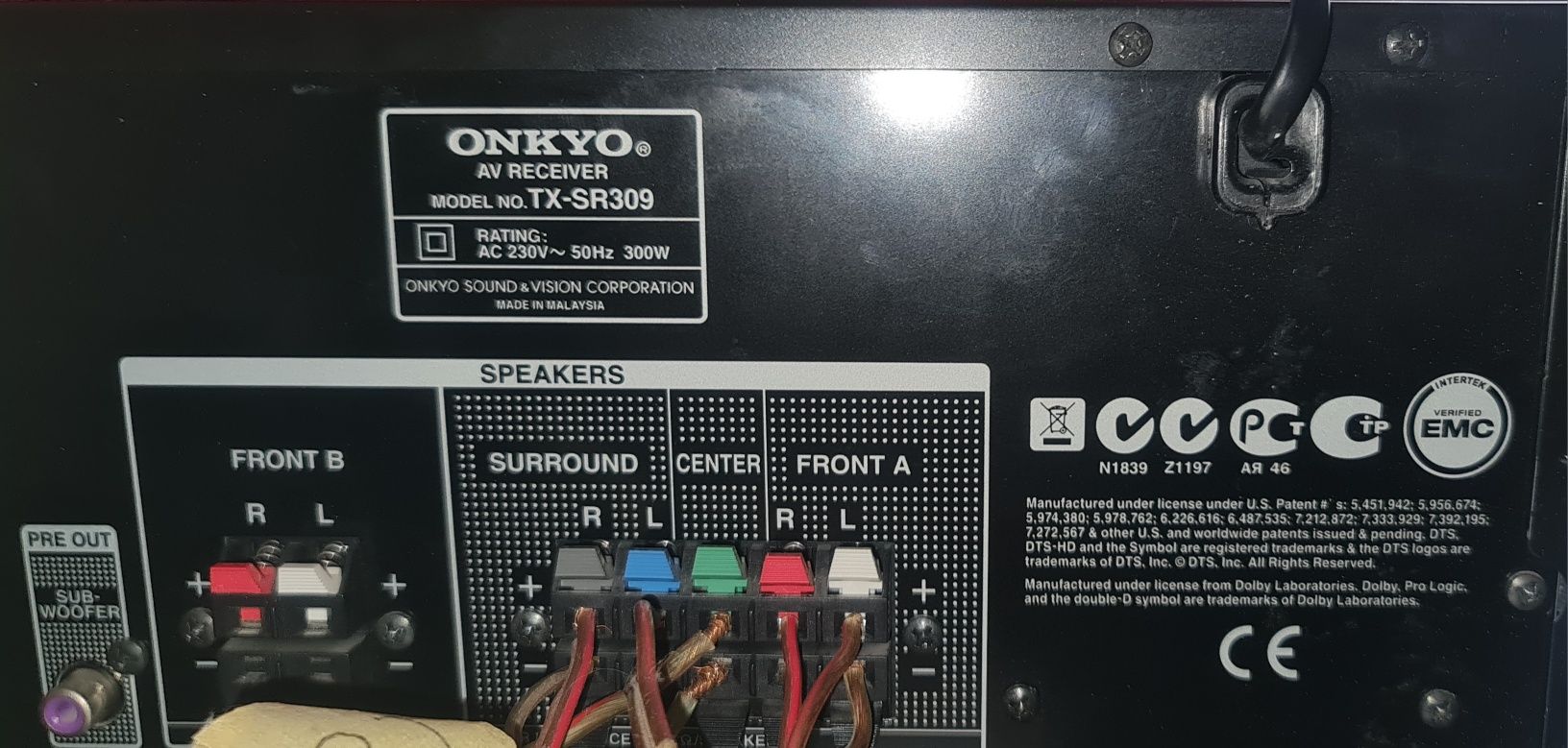 Amplituner Onkyo TX - SR 309 brak dźwięku