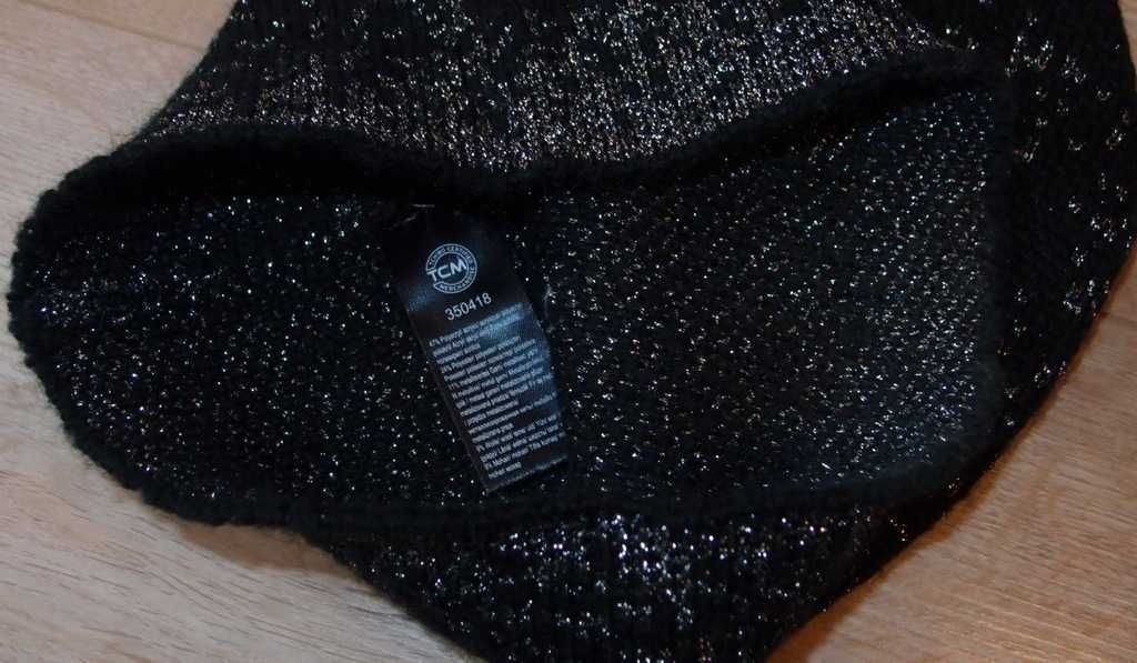 Nowa czapka damska beanie TCM TCHIBO MÜTZE HAT z WEŁNĄ i SREBRNĄ NITKĄ