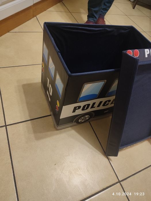 Nowy kosz pojemnik na zabawki dla dziecka Policja