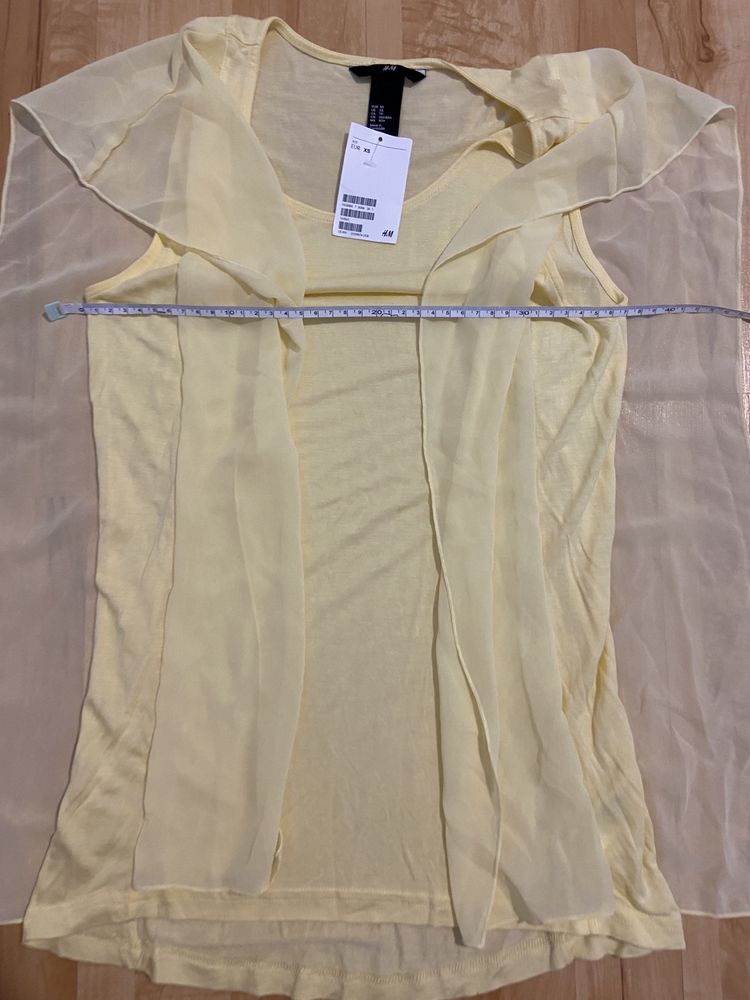 H&m XS damska bluzka żółta falbanka lato wiskoza Vintage