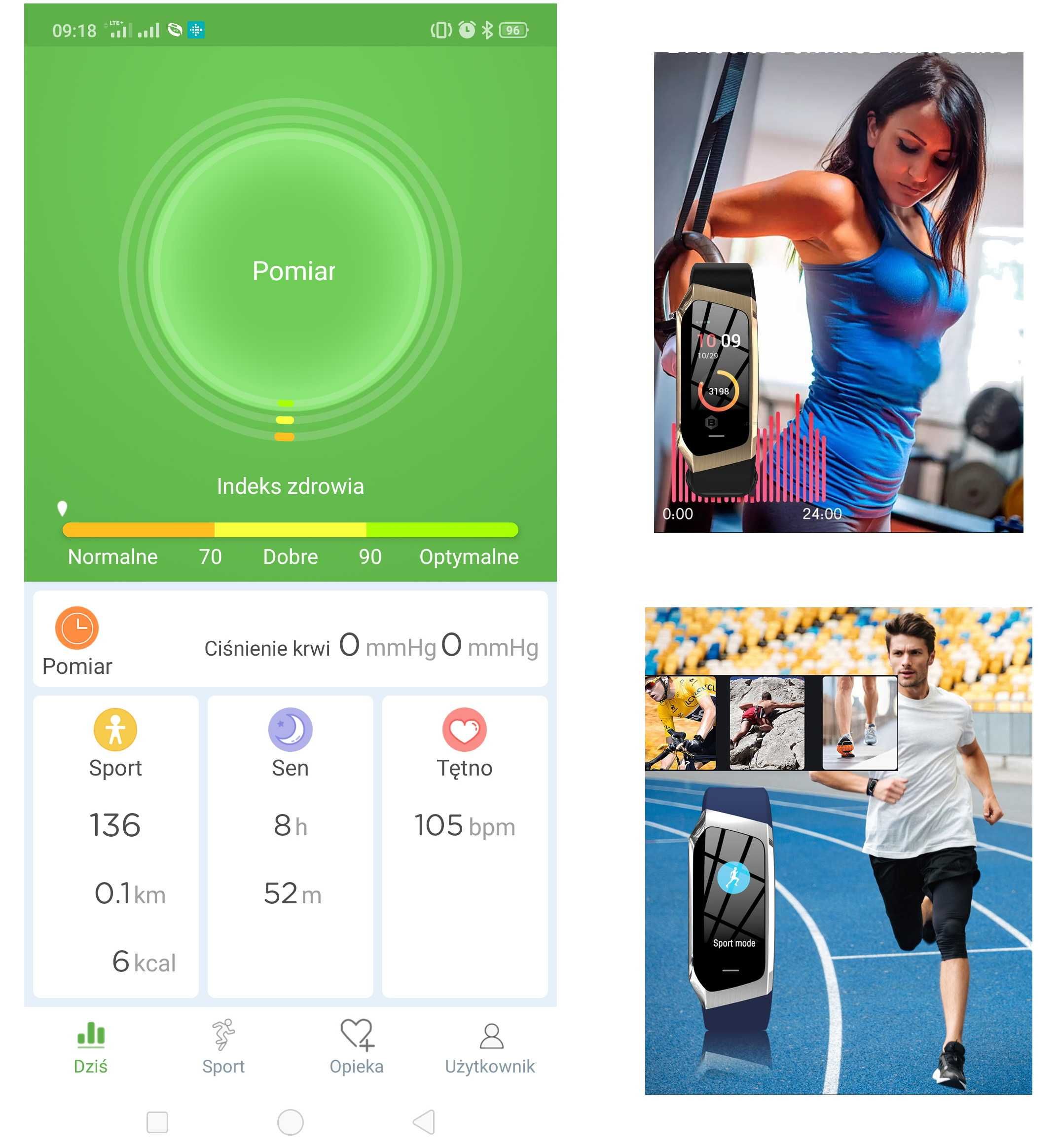Zegarek damski SMARTBAND Opaska Sportowa SMARTWATCH Pulsometr SMS
