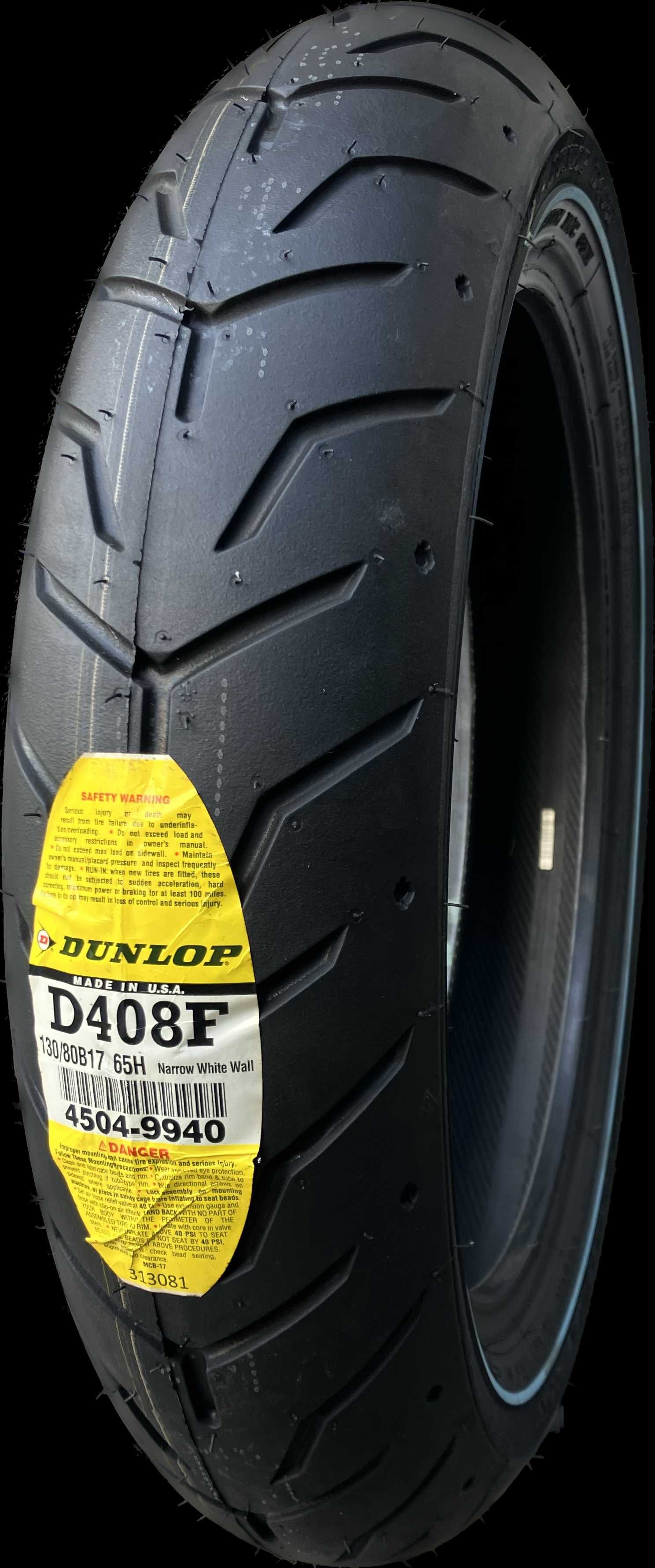 Dunlop D408F NW 130/80B17 65H TL HARLEY-DAVIDSON wąski biały pas