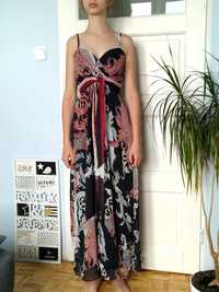 M&S letnia długa sukienka maxi boho 38 M paisley zwiewna lato