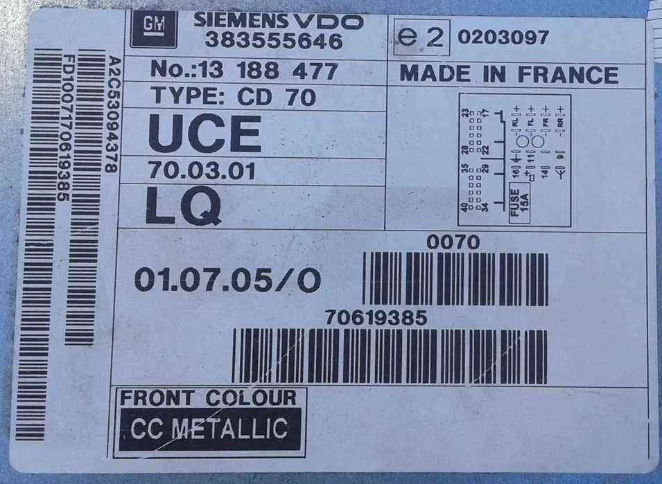 Rádio do automóvel, Siemens VDO CD70 NAVI