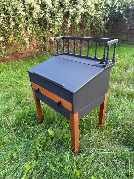 Drewniana komoda stary sekretarzyk czarny drewno tekowe Teak