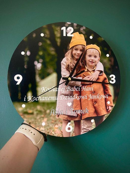 Zegar ze zdjęciem 25cm średnicy, Dzień Babci i Dziadka
