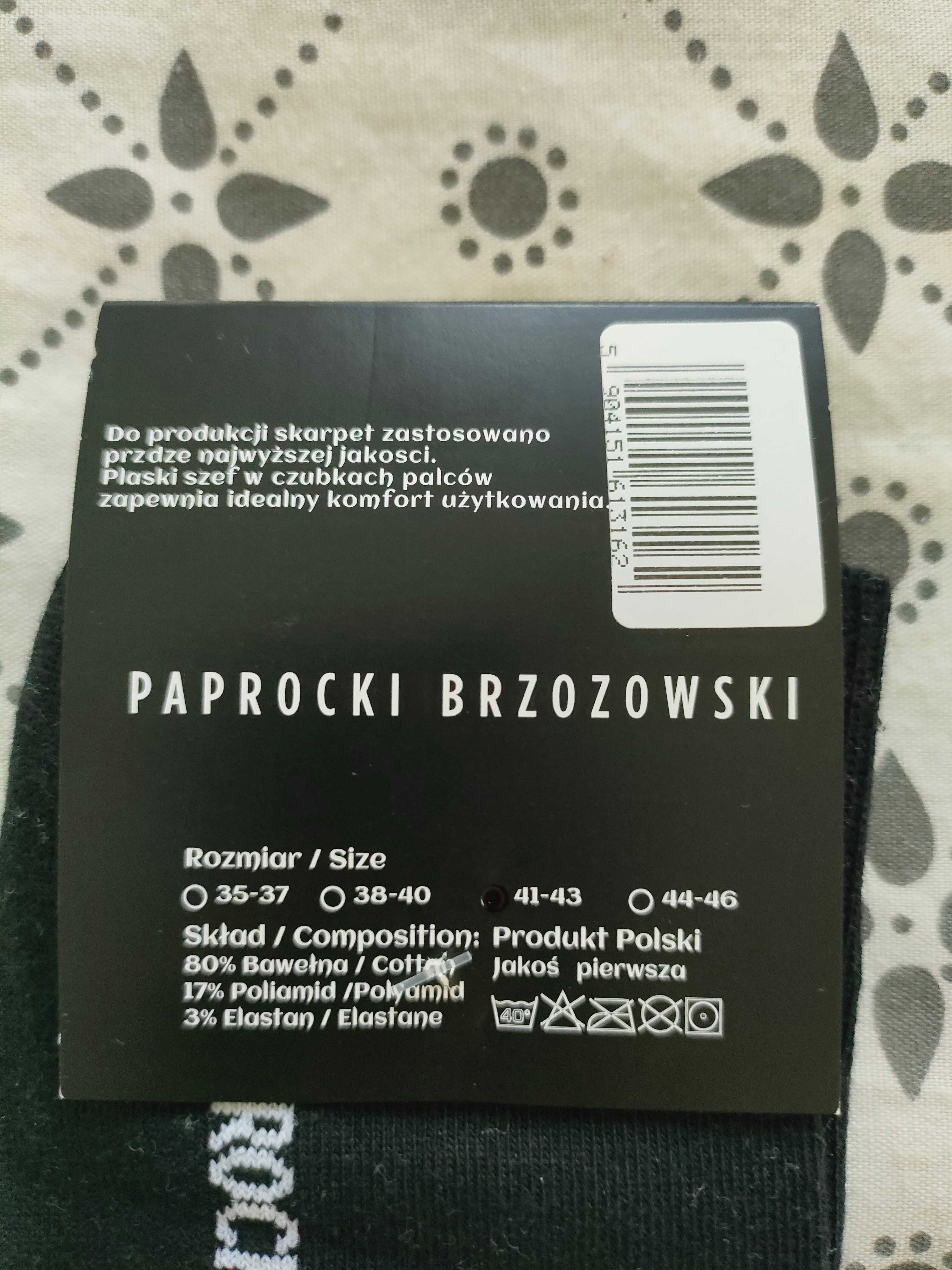 Paprocki Brzozowski  nowe skarpety męskie czarne rozmiar 41-43
