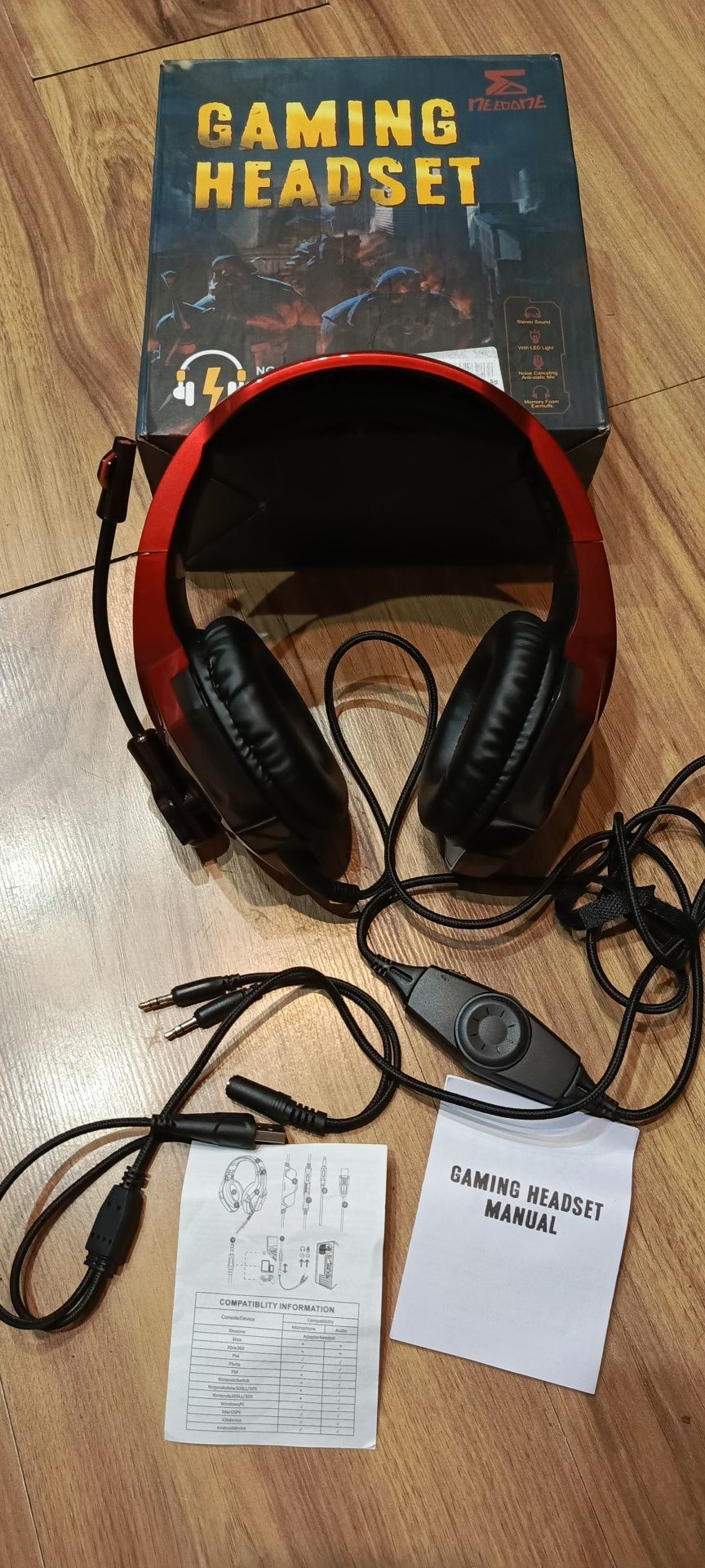 Słuchawki gamingowe Headset z podświetleniem LED.