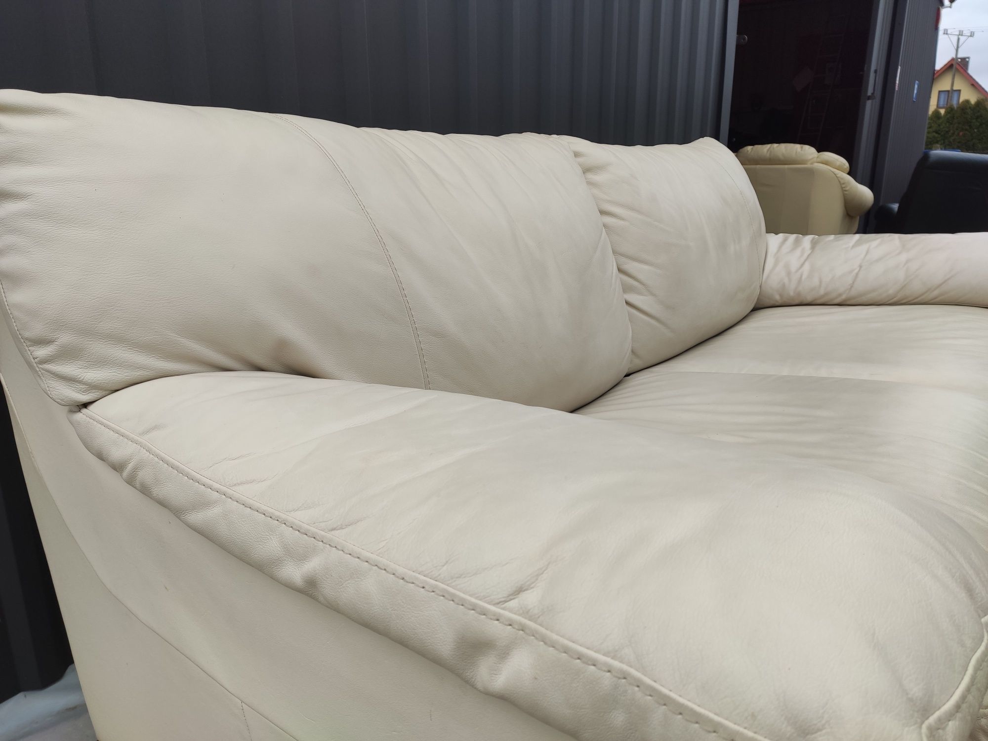 Sofa skórzana 3-osobowa z funkcją spania- skóra naturalna! Okazja