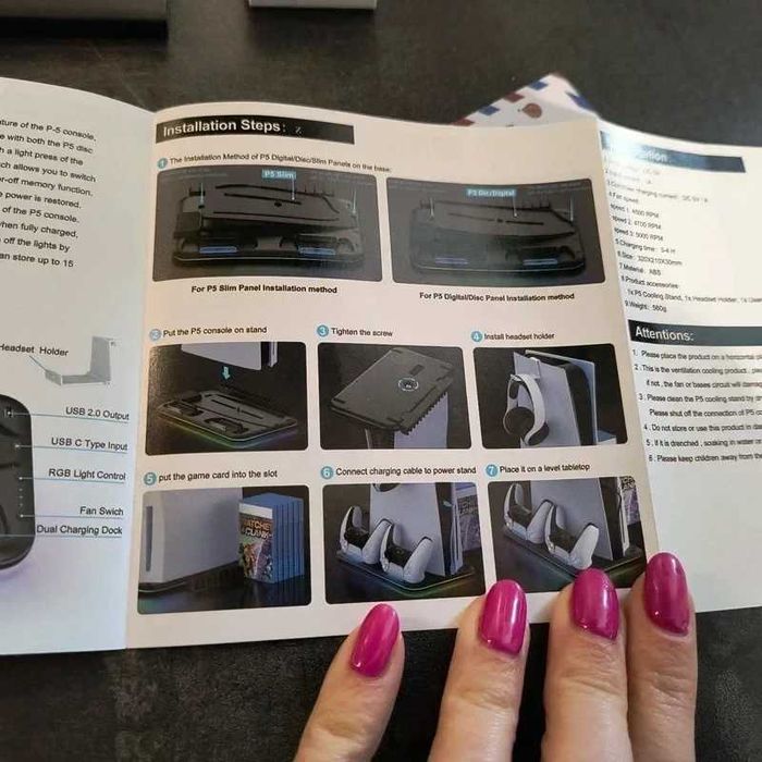 NOWA Stacja dokująca do PS5 Slim – chłodzenie + ładowarka padów + RGB