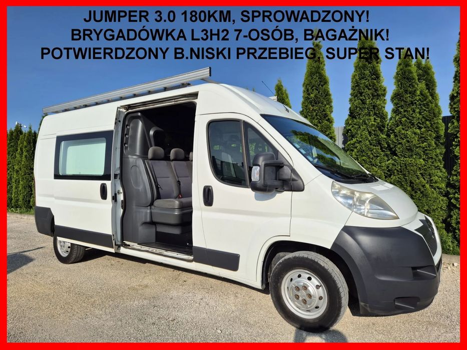 Citroën Jumper 3.0 180KM Dubel Kabina  Brygadówka 7-osób Doka L3h2, jak Ducato, 194tys, Sprowadzony!