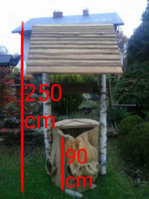 Studnia rzeźba z jednolitego drzewa do ogrodu,ozdobna