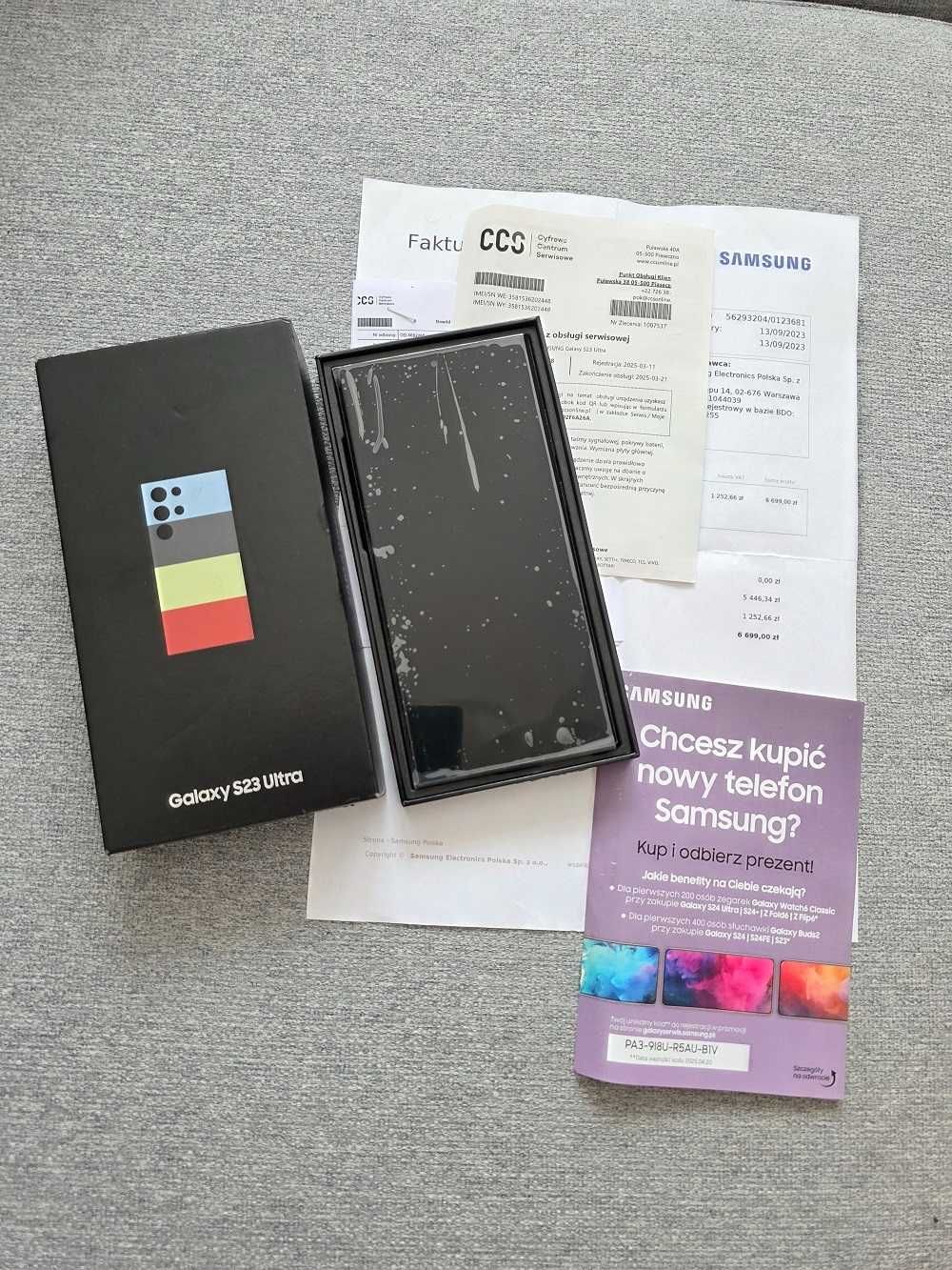 S23 Ultra 512 GB Gwarancja kupiony w sklepie Samsung, wymieniony na gw