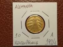 Alemanha - moeda de 10 rentenpfennig de 1924 A