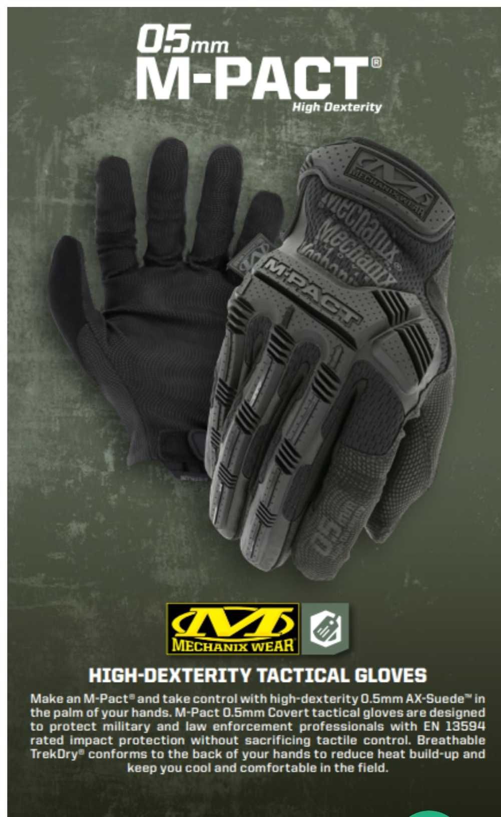 Luvas táticas M-PACT® 0.5MM COVERT - Mechanix Wear.