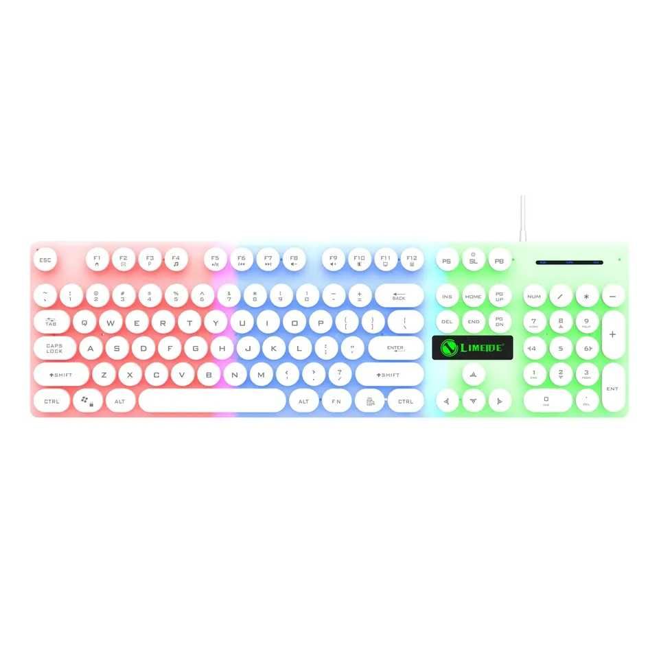 Przewodowa klawiatura + mysz Limeide z podświetleniem RGB. Biały.