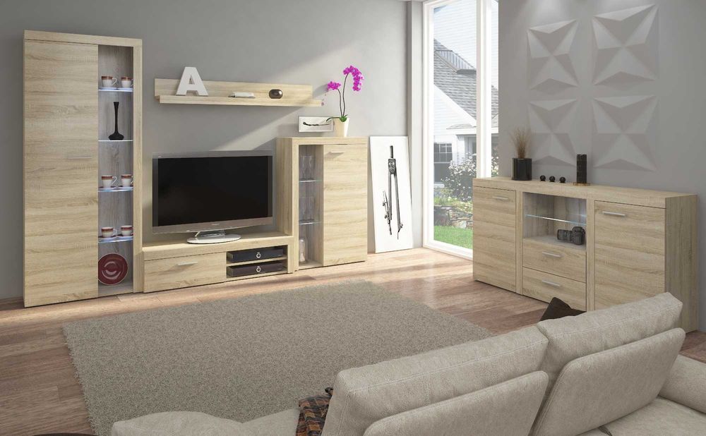 Meblościanka + komoda RICO zestaw mebli do salonu 5 kolorów