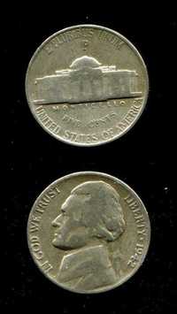 05 (five) центів (центов) США 1942 США (P) Nickel Срібло