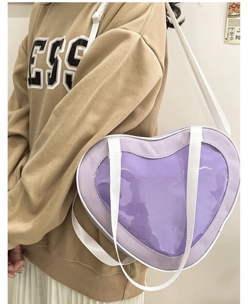 Сумка сердце purple  кавайная с прозрачным карманом в стиле Лолита