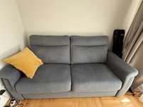 Sofa 3os szara plamoodporna tkanina premium funkcja spania