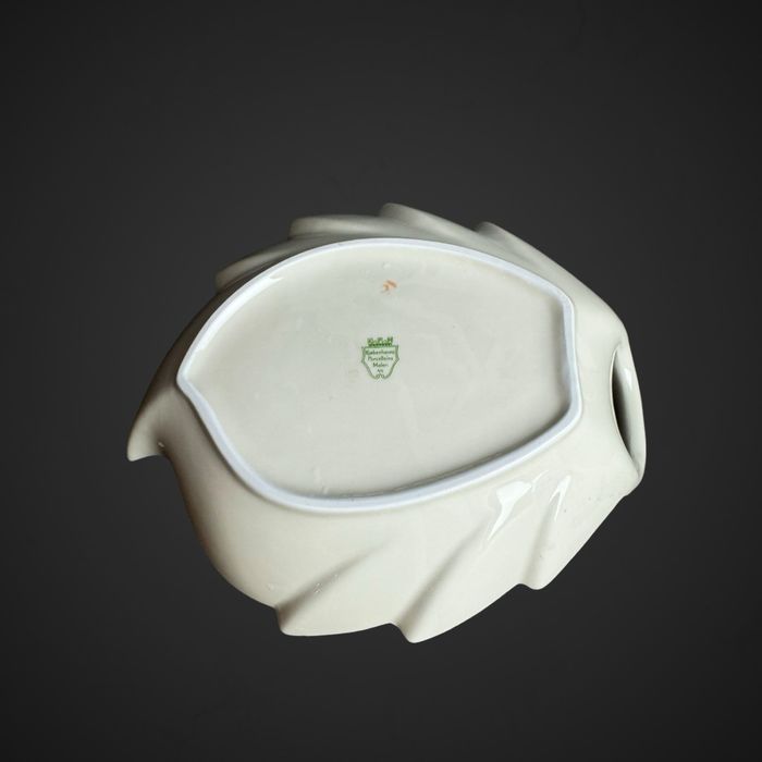Patera liść Kjøbenhavns Maleri KPM Ivory kolorowe kwiaty B41/81912