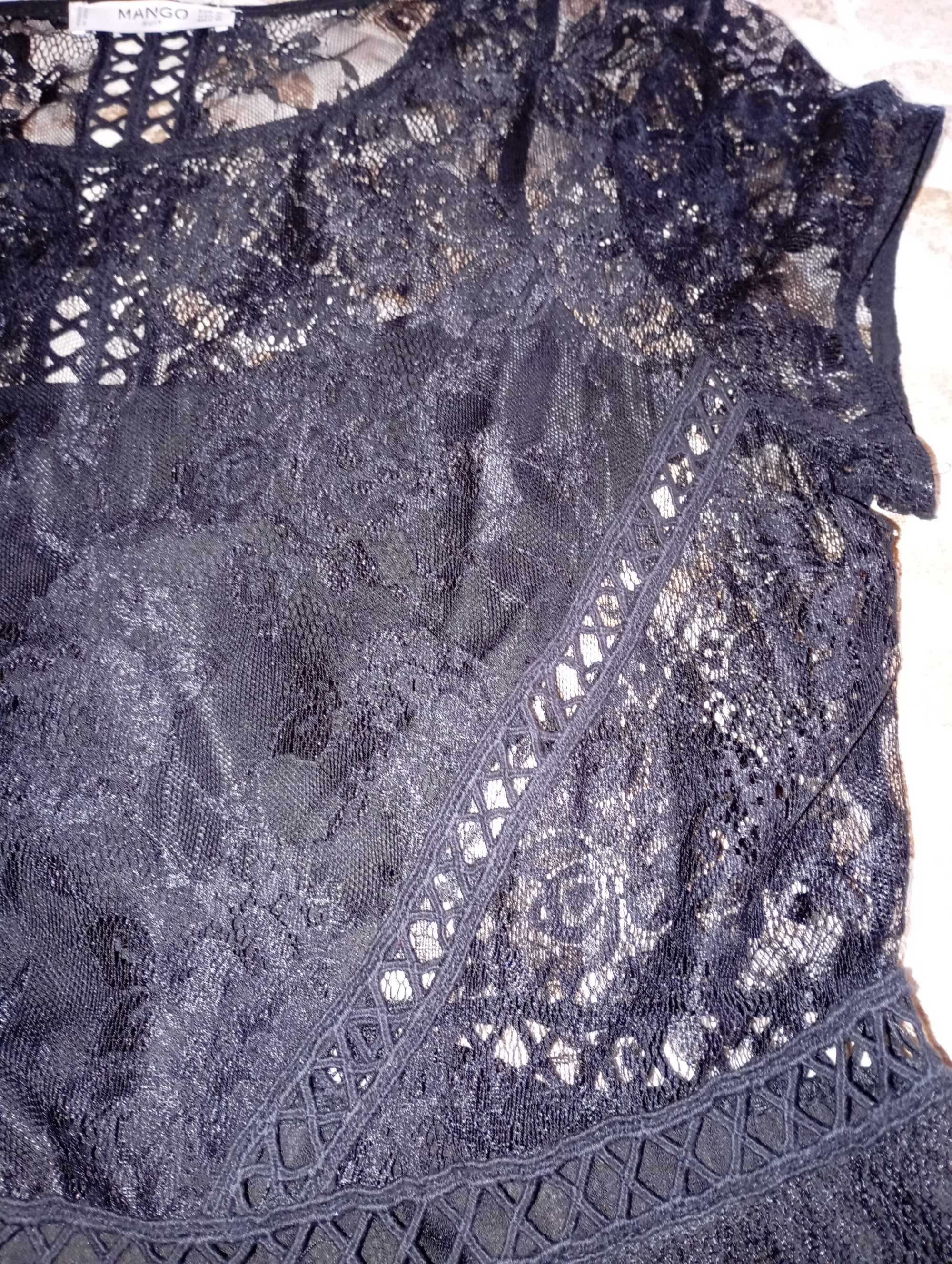 Vestido M-Mango, renda, preto