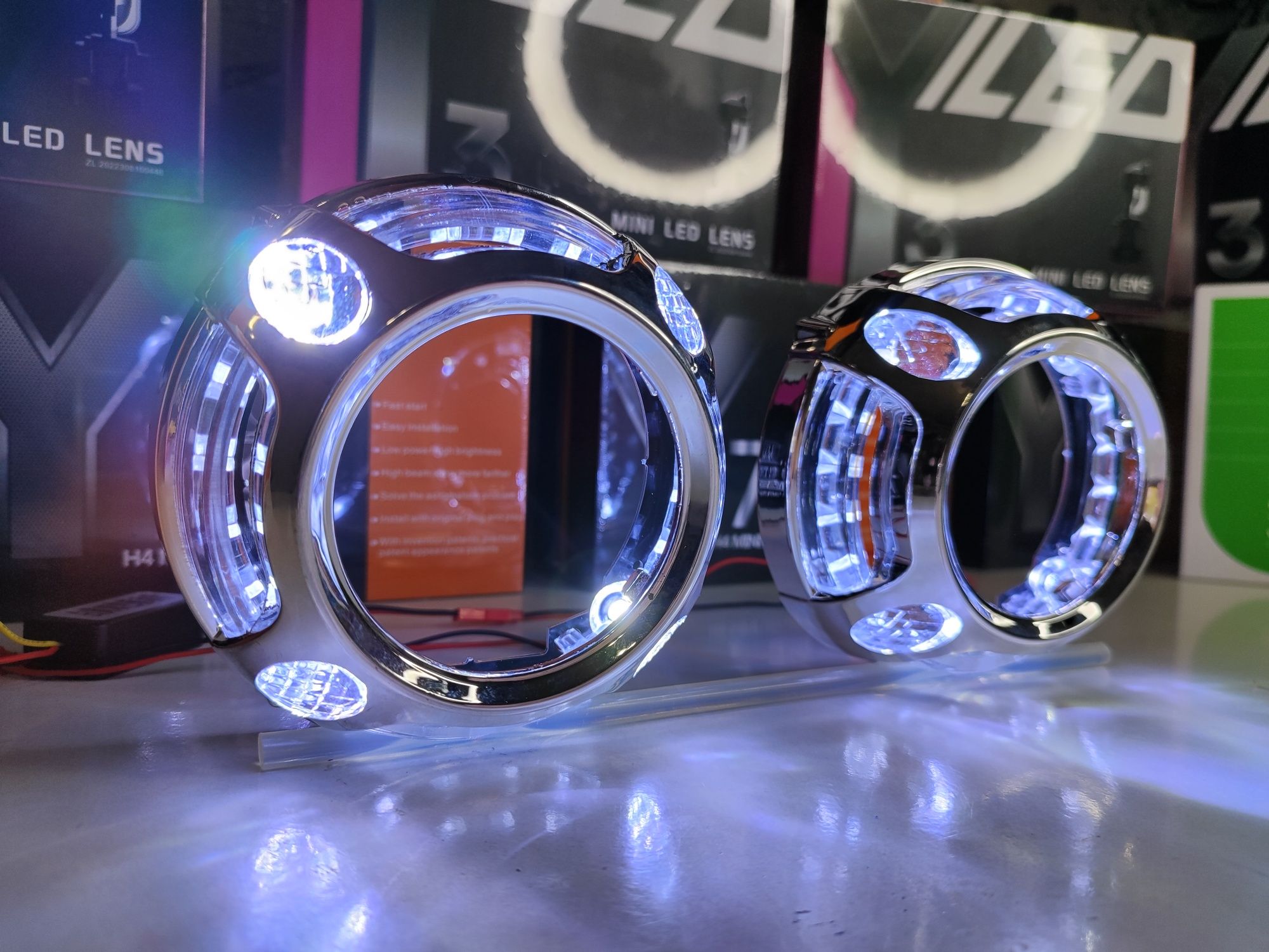 Маски для линз 2.5-3.0 дюйма LED белый+желтый