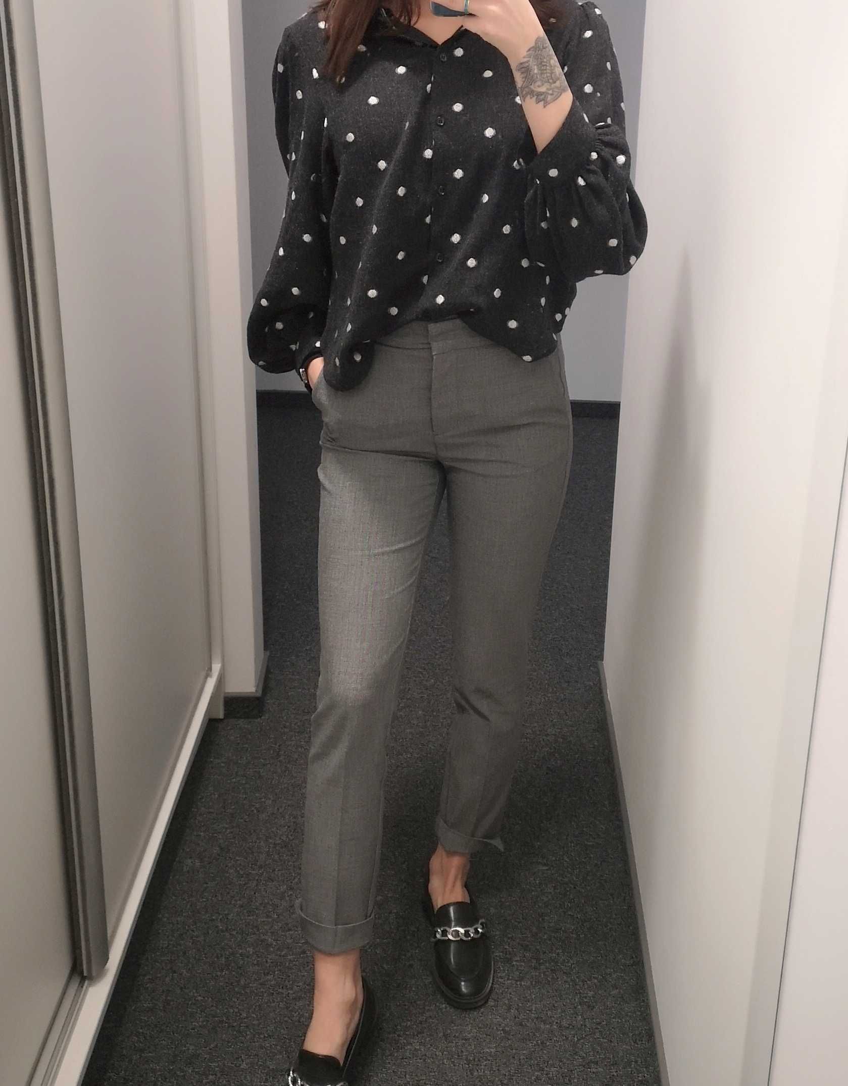 Zara szare spodnie cygaretki klasyczne eleganckie materiałowe XS