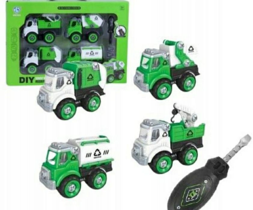 Mały majsterkowicz śrubokręt autka recykling 4szt