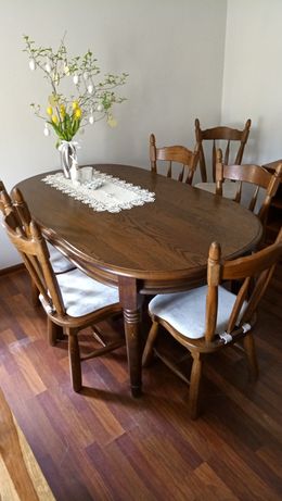 Komplet Stół Dębowy i 6 krzeseł lite drewno polecam