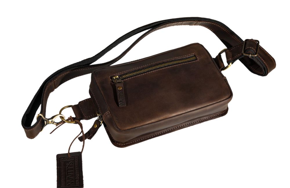 Сумка чоловіча слінг на плече бананка sms20-2(25) коричнева