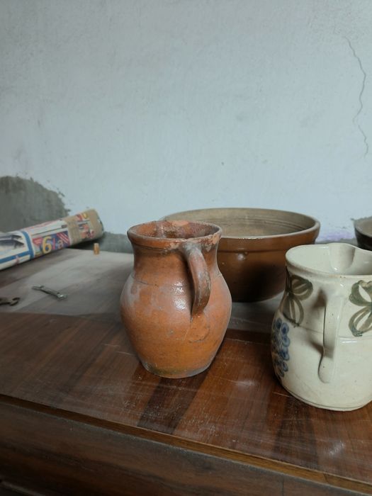 Stare naczynia kamienne 3szt kamionki na doniczki miski Bochnia PRL