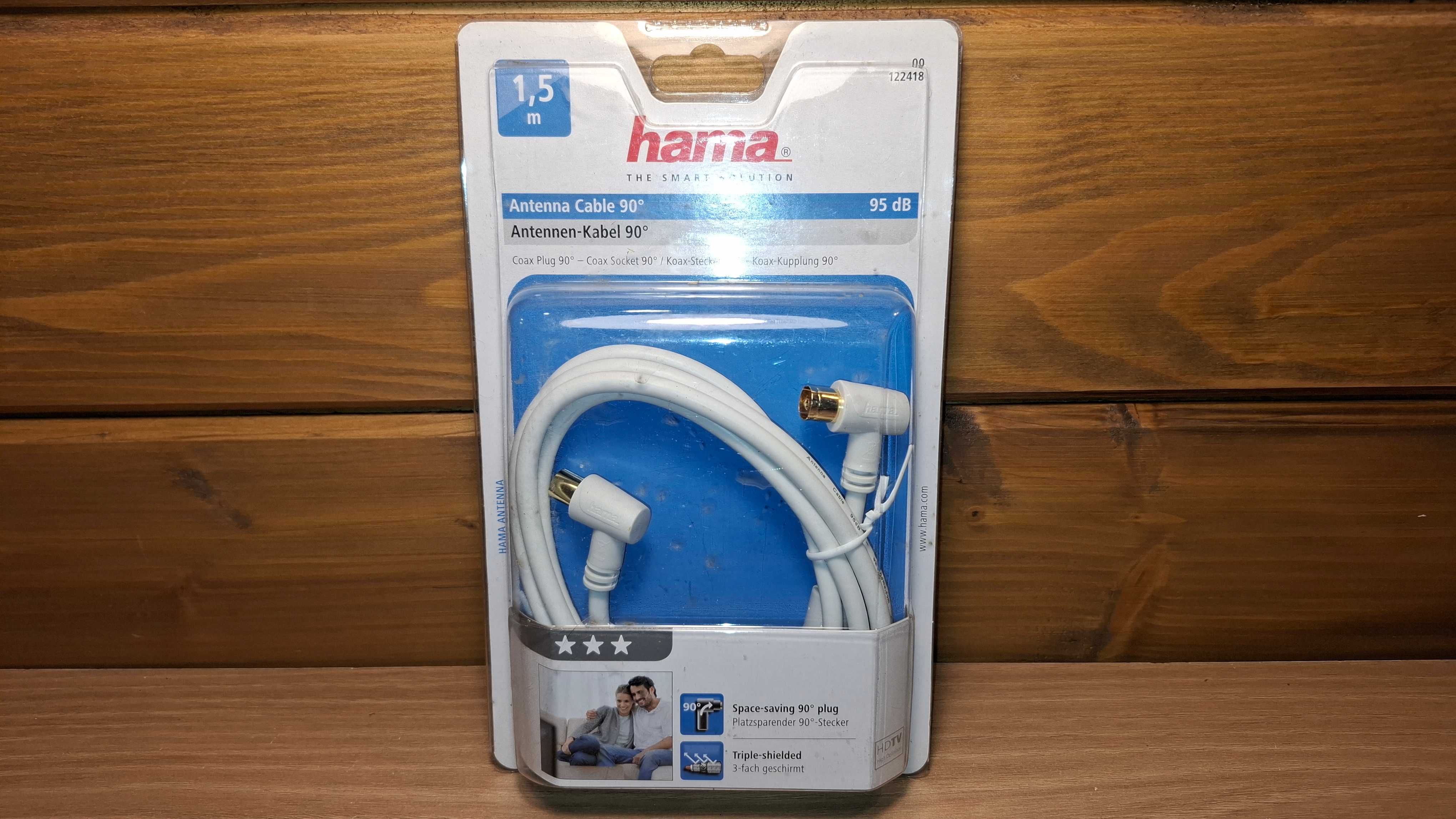 Kabel Antenowy - HAMA - Kabel Koncentryczny - DVB-T2 - 1,5 metra