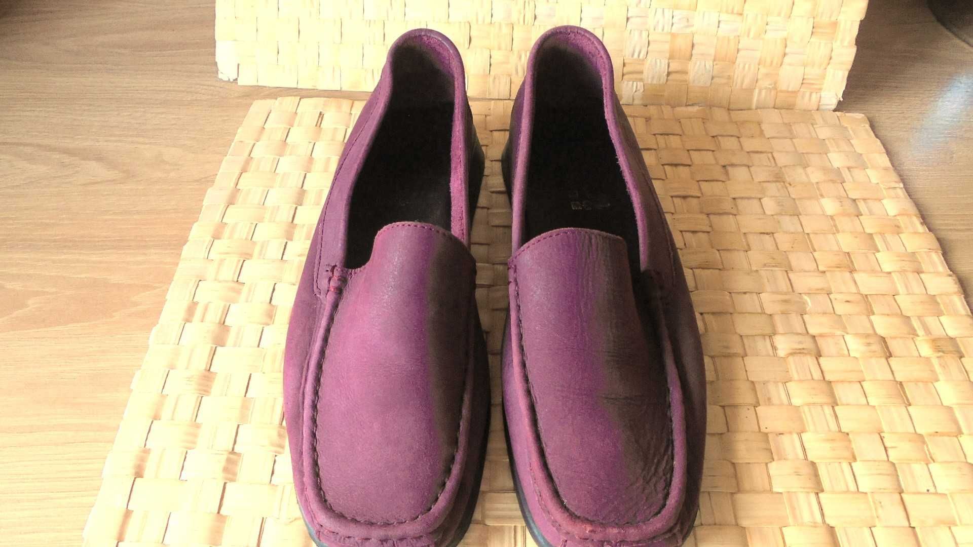 Mokasyny bordo skóra