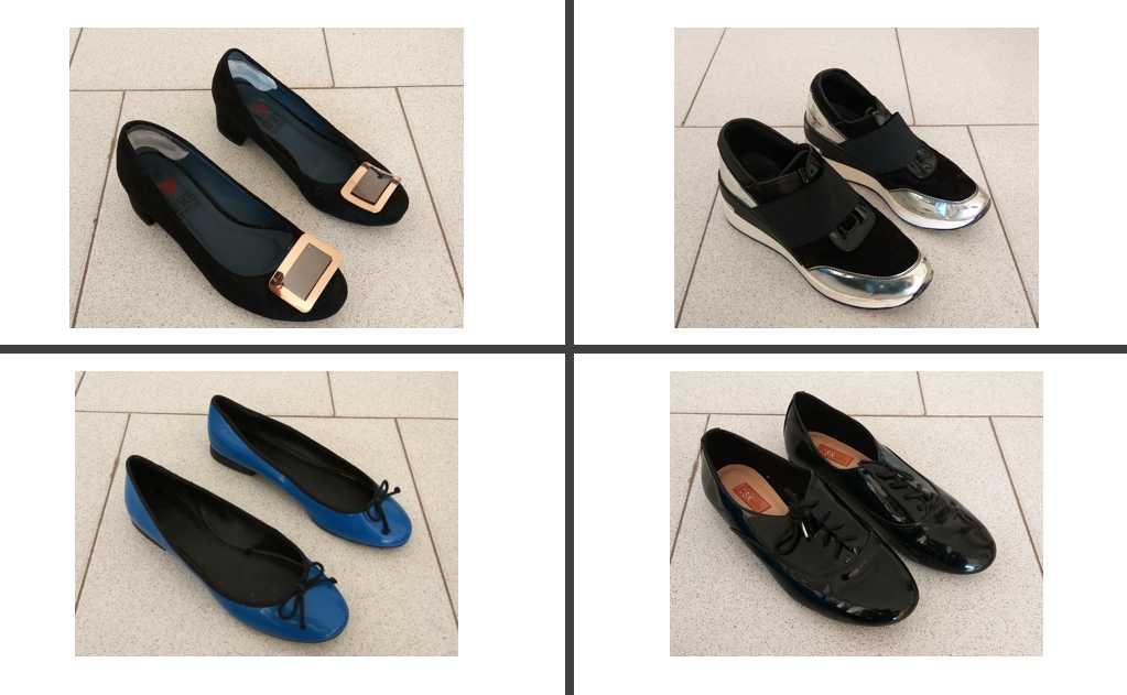 Lote de 26 pares de sapatos senhora (sandália, sapato, bota) 36