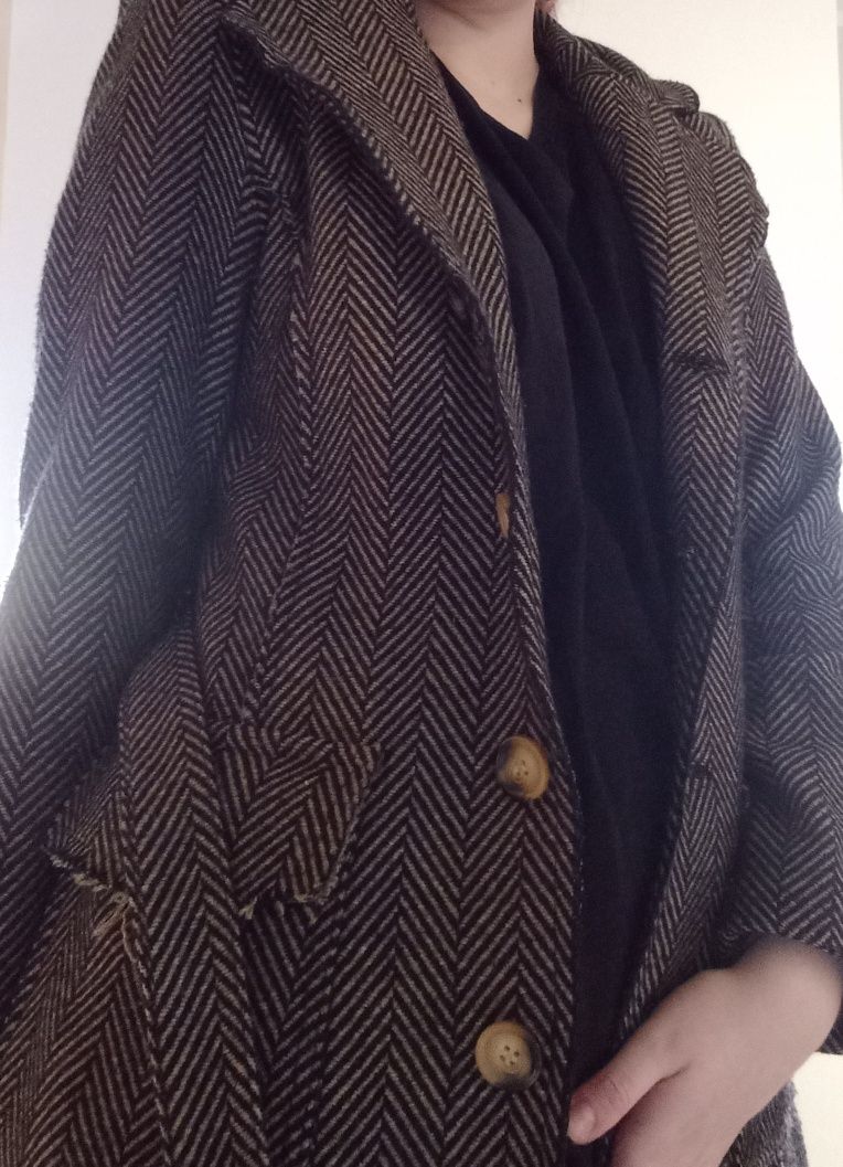 płaszcz oryginalny retro brązowy vintage lekki