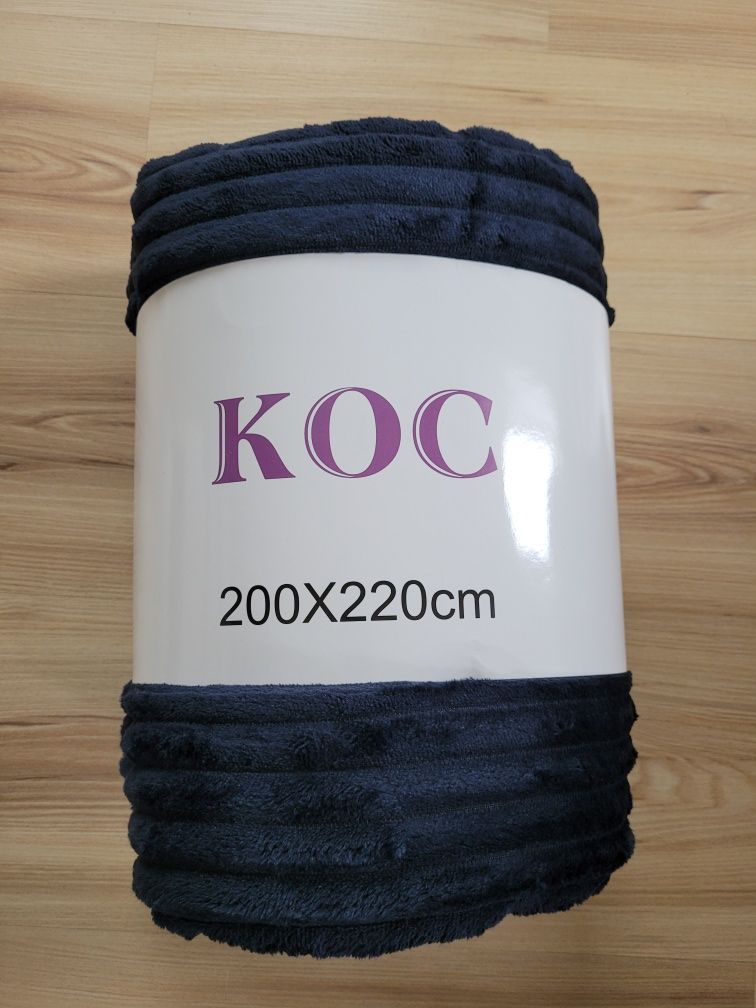 Koc narzuta granatowy 200x220 nowy