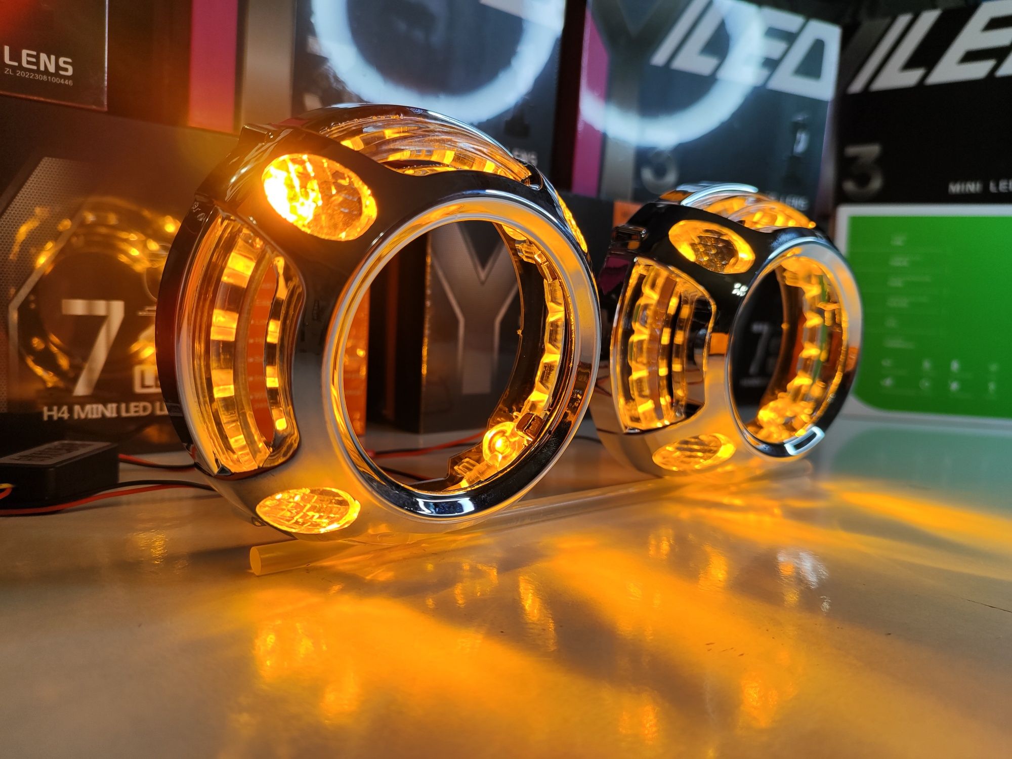 Маски для линз 2.5-3.0 дюйма LED белый+желтый