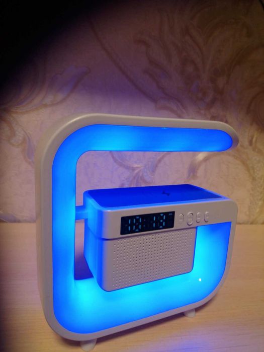 Універсальна бездротова лампа-колонка з будильником, RGB