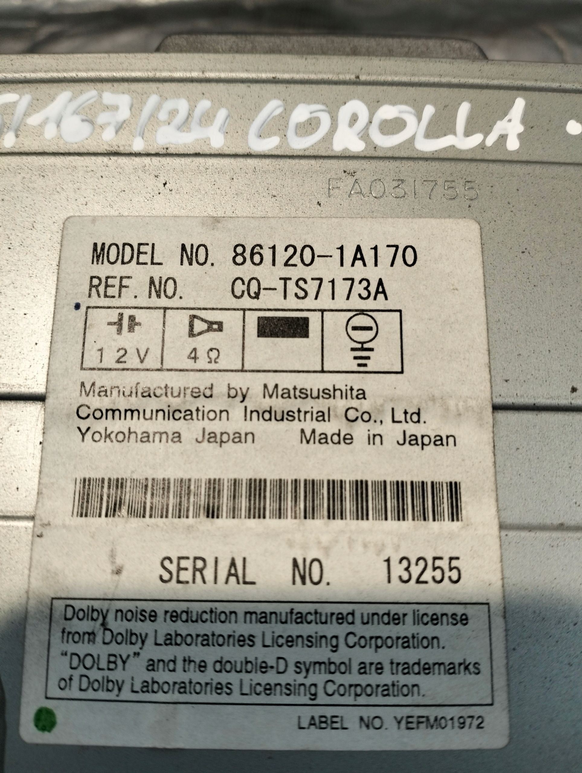 Radio Radioodtwarzacz Toyota Corolla Ix E120, 2002r 86120-1a170