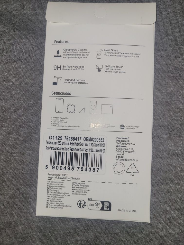 Szkło 9h xiaomi redmi note 12